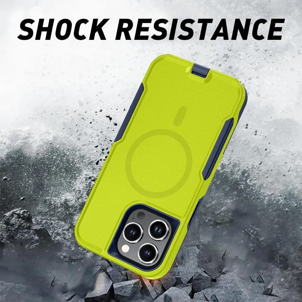 Tian Yi Magnetic Shockproof Case for iPhone 15‎ Pro Max MagSafe Lime Green Blue